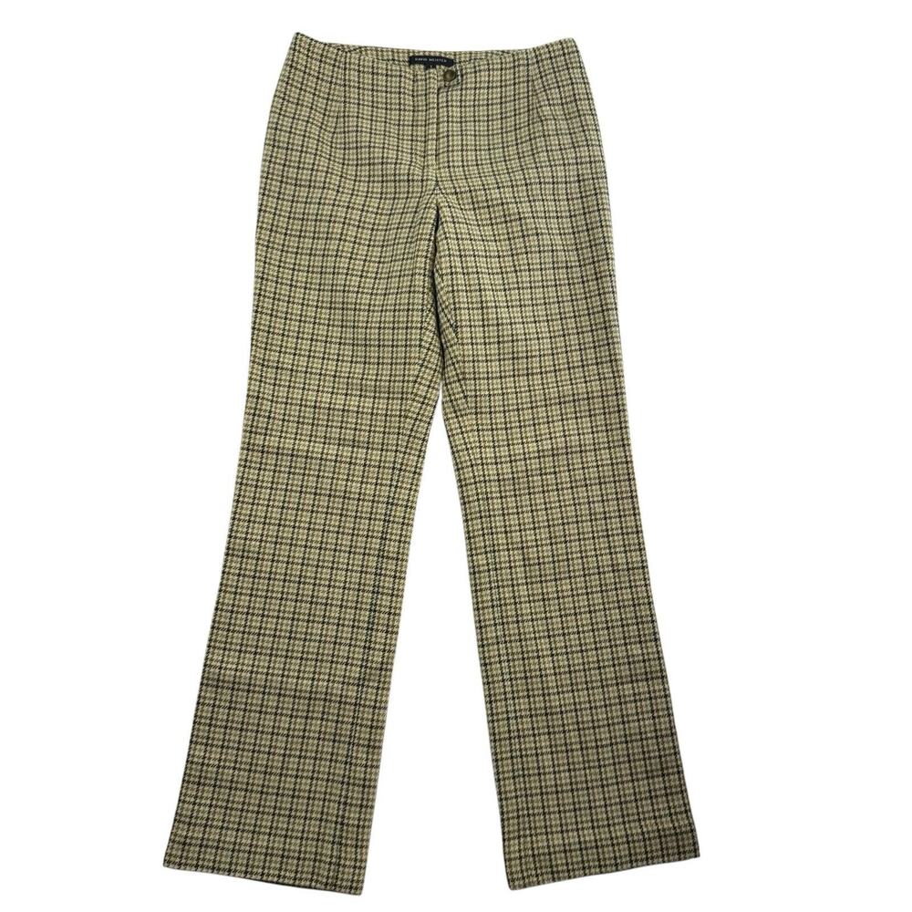 Vtg David Meister Sz 2 Plaid Pants Straight Leg Wool Blend Academia Retro Hippie